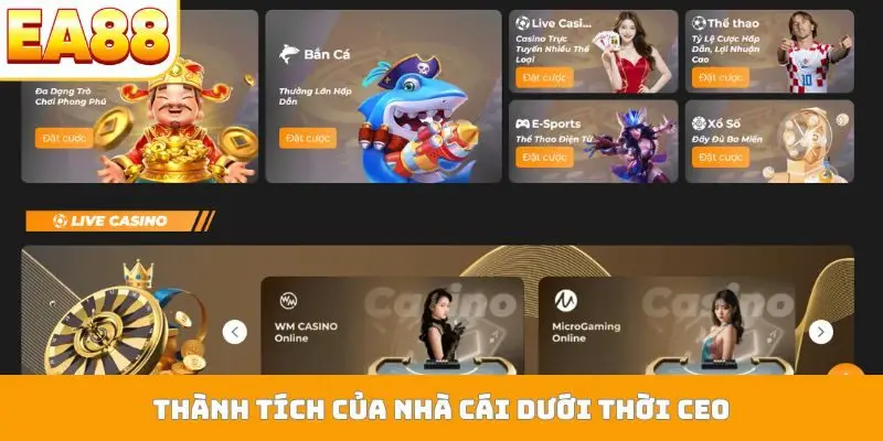 Thành tích của nhà cái dưới thời CEO