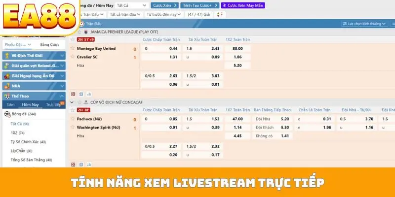 Tính năng xem livestream trực tiếp