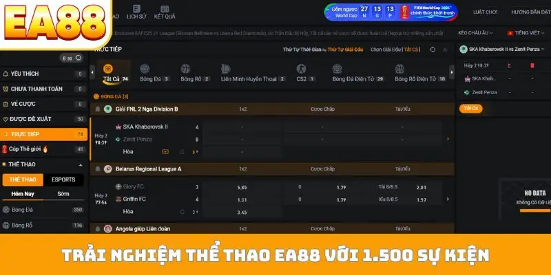 Trải nghiệm thể thao EA88 với 1.500 sự kiện