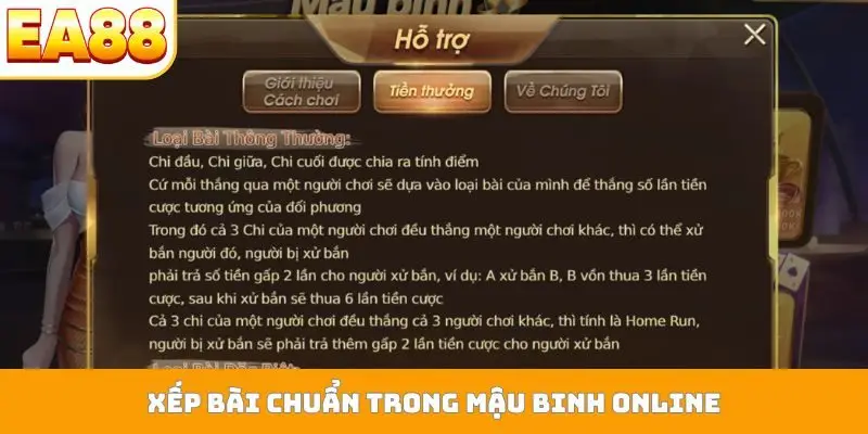 Xếp bài chuẩn trong mậu binh online